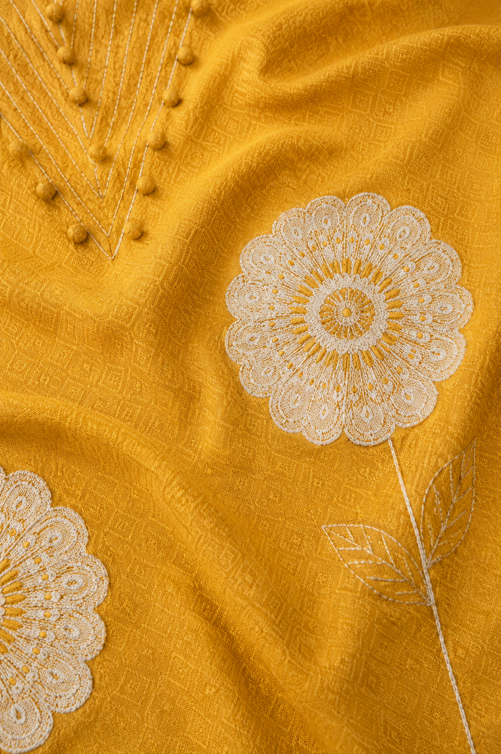 Women's Mustard Yellow Embroidered Kurta Palazzo Set | Sleeveless A-Line Kurta with Floral Embroidery